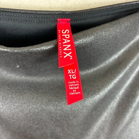 Spanx Black Faux Leather Leggings Size XL Slimming Control - Picture 6 of 7